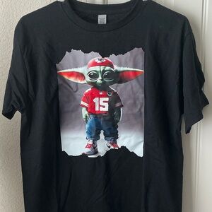 Kids Black Graphic Tee with Baby Yoda Print